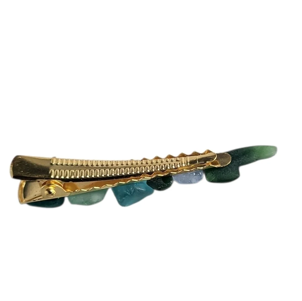 Handmade Sea Glass Barrette Hair Clip Green & Red Beach Glass